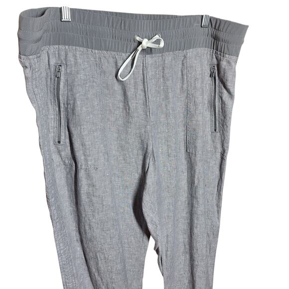 Athleta NEW Cabo linen joggers drawstring pull-on casual pants gray woven 16 - Picture 7 of 7
